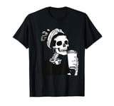 Funny Skeleton Drinking Coffee Caffeine Lover Coffee Brewer T-Shirt