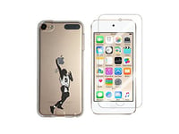 NOVAGO Compatible avec iPod Touch 7, Touch 6,Touch 5 Coque Gel imprimée Solide résistante +1 Verre en Verre trempé Transparent résistant (Basketteur)