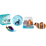 LANSAY ZHU ZHU Aquarium - Lot : 1 Moon Le Poisson Clown + 1 Aquarium et Son Surf - Mini Univers - Animal Interactif - Dès 4 Ans