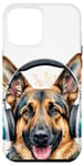 Coque pour iPhone 15 Plus Berger Allemand Écouteurs Chien Alsacien Animaux Imprimé