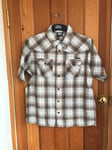 WEIRD FISH MENS CALVILLE BROWN COTON CHECKED SHORT SLEEVED SHORT BNWT