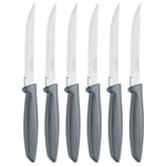 Tramontina Kitchen Knives Set of 6, Serrated Fruit Tomato Cooking Knife, Vegetable Chopper Peeler, Stainless Steel, Multipurpose, Pointed Tip, Grey, 23498654