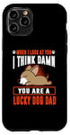 Coque pour iPhone 11 Pro Chihuahua You Are A Lucky Dog Dad Funny Puppy Dogs Lovers