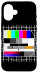 Coque pour iPhone 16 Mire De Test TV 90s Party 80s Outfit Retro Costume Pattern