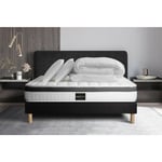 Ensemble matelas sommier Supérieur 140 x 190 cm - Couleur : Noir avec 2 oreillers et couette