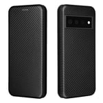 Google Pixel 6 Pro Carbon Fiber Pattern Premium Flip -kotelo, jossa korttipidikkeen magneettinen suljin