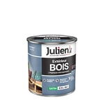 Julien Peinture Bois Microporeux Extérieur Satin - Portes, fenêtres, portails, mobilier de jardin - Bleu Pigeon 0,5 L