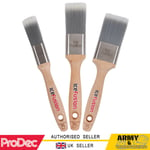 3 x ProDec Ice Fusion Paint Brush Set Synthetic Bristles Wood Handles Gloss