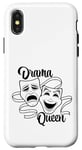 Coque pour iPhone X/XS Masques de théâtre comédie et tragédie Drama Queen Black Line