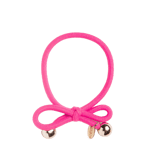 IA BON Hair Tie with Gold Bead - Neon Pink Rosa