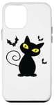 iPhone 12 mini Black Super Cute Cat With Bats Spooky Adorable Halloween Case