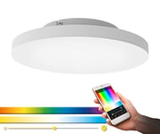 Eglo Connect Turcona-C Plafonnier Led à 1 Ampoule en Acier, Aluminium et Plastique Blanc, avec Télécommande, Changement de Température (Chaud, Neutre, Froid), Rvb, Intensité Variable, Ø 45 cm