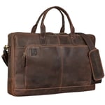 STILORD 'Timothy' Élégant Sac Ordinateur Portable Cuir Pochette Ordinateur 15.6 Pouces - 17 Pouces Sacoche Travail Homme Sac Laptop Femme Cuir Véritable, Couleur:Veleta - Marron