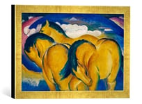 Kunst für Alle 'Encadré Image de Franz Marc Les Petits Chevaux Jaunes, d'art dans Le Cadre de Haute qualité Photos Fait Main, 40 x 30 cm, Doré Raya