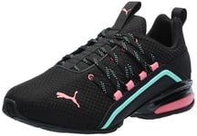 PUMA Women's Axelion Cross Trainer Sneaker, Colorful Contours- Wide- Puma Black-passionfruit, 8 Wide