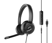 Speedlink METIS Casque stéréo USB - Casque léger Filaire avec Microphone et télécommande Filaire, Prise USB-A et Prise Jack de 3,5 mm, Bureau et télétravail, Sac de Rangement, Noir