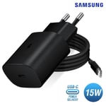 15W Chargeur Secteur Noir Rapide USB-C + Cable Original Pour Samsung Galaxy A06