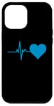 Coque pour iPhone 15 Pro Max Motif avec Électrocardiogramme Cœur de Couleur Bleu