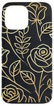 Coque pour iPhone 13 Pro Max Rose florale botanique, style minimaliste, roses d'amour