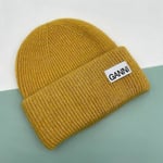 Stickad Herr Dam Ganni Vinter Varm Cap Manschettstickad Stretch Beanie Hatt Ginger