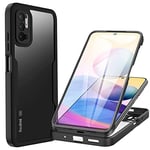 CENHUFO Coque Xiaomi Redmi Note 10 5G / Poco M3 Pro 5G, Antichoc Housse avec Protection écran, 360° Protégé Téléphone Etui Double Face Case Transparent Intégrale Coque pour Redmi Note 10 5G - Noir