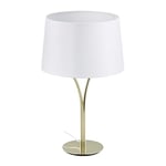 Relaxdays Lampe de Chevet Vintage, Abat-Jour Tissu, Pied métal, HxD : 49x30 cm, Table de Nuit, E27, Chambre, Blanc/doré