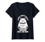 Womens Funny Writer Author Novelist Cat No Mice Or Men Typewriter V-Neck T-Shirt