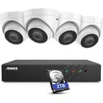 5MP 8CH PoE Kit Caméra de Surveillance Extérieure, Kit Vidéo Surveillance avec 2To nvr et 4 x 5MP Caméra ip PoE avec Audio,IP67 Etanche,Vision