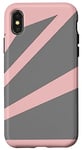 Coque pour iPhone X/XS Gris Perspective Rayures Optiques Rouge Pastel