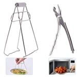 JINGYUANUS Stainless Steel Anti-Hot Bowl Dish Pan Gripper Clip Tong Clamp Holder for Bowl Clips Pan Dish Gripper Clips Hot Plate or Bowls Clamp Holder Tong Kitchen Tool Tongs for Cooking (2Pack)
