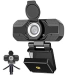 Webcam with Microphone for Desktop, 2021 Edition 1080P HD USB Computer Cameras with Privacy Shutter&Webcam Tripod, Mini USB Web Camera, for Streaming Online Class/Zoom/Skype/Facetime/Teams