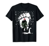 Bigfoot Christmas Loch Ness Santa Hat Lights Snowflakes Xmas T-Shirt