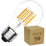 Efectoled - pack Ampoule led E27 Dimmable Filament Classic A60 6W (10 Un) Blanc neutre No Flicker 4000K