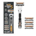 BIC Hybrid 5 Flex Rasoir Rechargeable pour Homme Manche et Recharges 5 Lames en Nanotech Titane - Boîte de 1+3