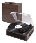 Fenton Bluetooth Record Player Vinyl Turntable with Matching Record Case Built-in Speakers RCA Line Out 3-Speed Daark Wood RP170D