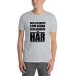 Kortärmad t-shirt i unisex-modell med texten - Med en kropp som denna vem behöver hår Sportgrå / 2XL