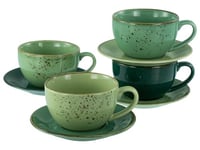 CreaTable, 22882, Serie Nature Collection Green Life, 8-teiliges Geschirrset für 4 Personen, Cappuccino Set aus Steinzeug, spülmaschinen- und mikrowellengeeignet, Qualitätsproduktion