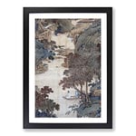 Big Box Art Fishing Under Gum Trees by Qiu Ying Framed Wall Art Picture Print Ready to Hang, Black A2 (62 x 45 cm)