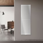 Radiateur à Panneaux Design Stella, 1400 x 480 mm, Chrome, avec Connexion Central, Plat, Vertical, Monocouche