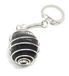 Natural Tibetan Black Tourmaline Crystal Gem Keyring Protective Reiki Charged