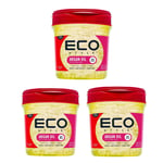 3x Eco Style Professional Styling Gel Argan Oil Maximum Hold Alcohol Free 8oz