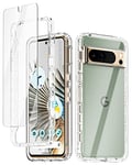 AICase Coque Transparente pour Google Pixel 8 Pro, intégrale et Robuste avec [Protecteur d'écran en Verre trempé], Pare-Chocs Fin en Silicone Souple, Protection résistante aux Chocs