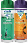 Nikwax TECH WASH and TX DIRECT Twin Pack, Technical Cleaner and Wash-In for 2x