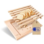 Creative Home Planche a Decouper | Planche a Pain en Bois | 35,5 x 28,5 x 2 cm | Planche à Découper pour la Cuisine | avec Compartiment Ramasse Miette Amovible | Bois de Hêtre Naturel