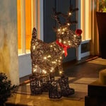 Christmas Reindeer LED Decoration Light Up Rudolph Rattan Effect Home Decor Xmas