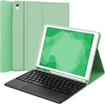 Clavier Pour Ipad 9Eme Generation Avec Touchpad - Clavier Coque Ipad 10.2, Azerty Clavier Avec Touchpad Pour Ipad 9E/8E/7E Generation, D?tachable Clavier Avec Porte-Crayon, Vert Clair