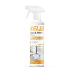 KEL - Glass and Mirror Cleaner Spray, Streak-Free Glass Cleaner, Effectively Removes Grease & Dirt from Windows & Surfaces Quickly - 500ml