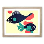 The Surprising Fish Abstract H1022 WHT Framed Print for Living Room Bedroom Home Office Décor, Wall Art Picture Ready to Hang, Oak A3 Frame (46 x 34 cm)