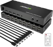 Kvm Switch Hdmi,Usb Commutateur 8 Port Avec 4K@30Hz Ultra Hd 1080P 3D Avec Windows 2000/Xp/Vista Linux Et Mac Pour Pc Surveiller Clavier Souris