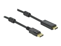 Delock - Adapterkabel - Displayport Hann Låsing Til Hdmi Hann - 7 M - Trippel Beskyttelse - Svart - 4K-Støtte, Aktiv